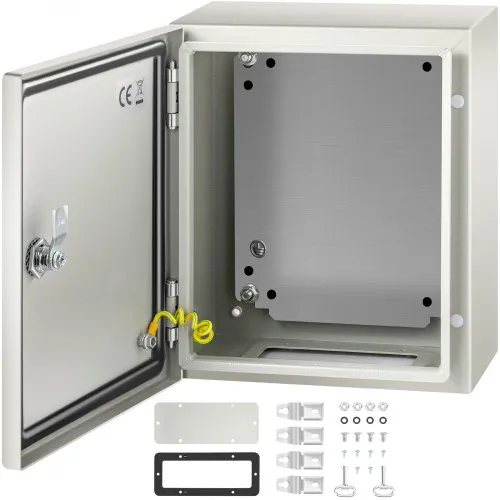 VEVOR 12x10x6" Steel Electrical Enclosure Box - IP65 Weatherproof Metal Junction Box With Mounting Plate & Lock