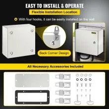 VEVOR NEMA Steel Enclosure, 12 x 12 x 6'' NEMA 4X Steel Electrical Box, IP66 Waterproof & Dustproof, Outdoor/Indoor Electrical Junction Box, with Mounting Plate