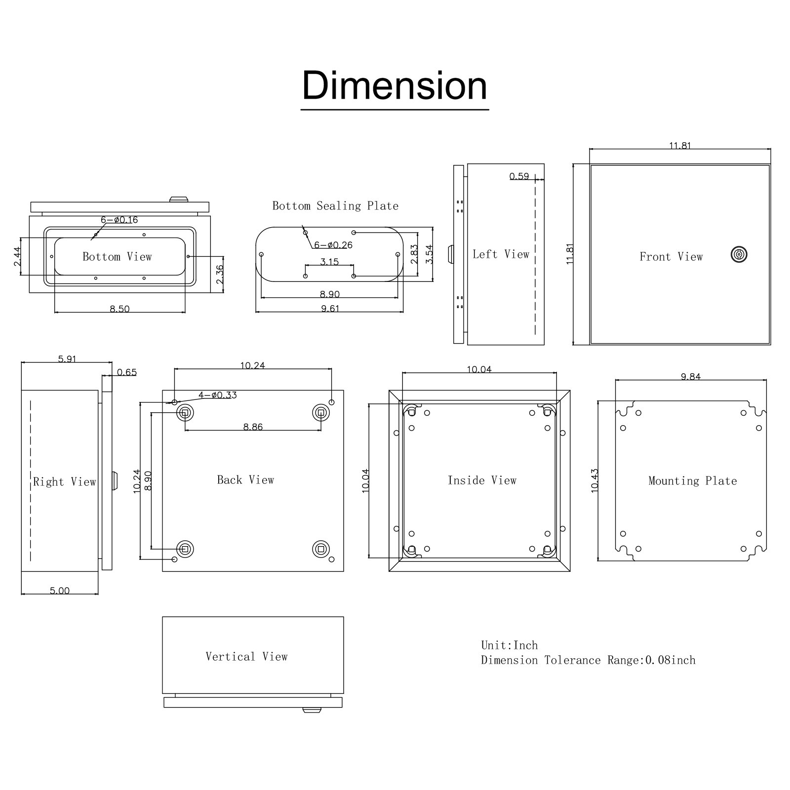 VEVOR NEMA Steel Enclosure, 30 x 30 x 15 cm NEMA 4X Steel Electrical Box, IP66 Waterproof & Dustproof, Outdoor/Indoor Electrical Junction Box, with Mounting Plate