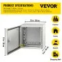 VEVOR NEMA Steel Enclosure, 12 x 12 x 8\'\' NEMA 4X Steel Electrical Box, IP66 Waterproof & Dustproof, Outdoor/Indoor Electrical Junction Box, with Mounting Plate