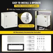 VEVOR NEMA Steel Enclosure, 12 x 12 x 8\'\' NEMA 4X Steel Electrical Box, IP66 Waterproof & Dustproof, Outdoor/Indoor Electrical Junction Box, with Mounting Plate