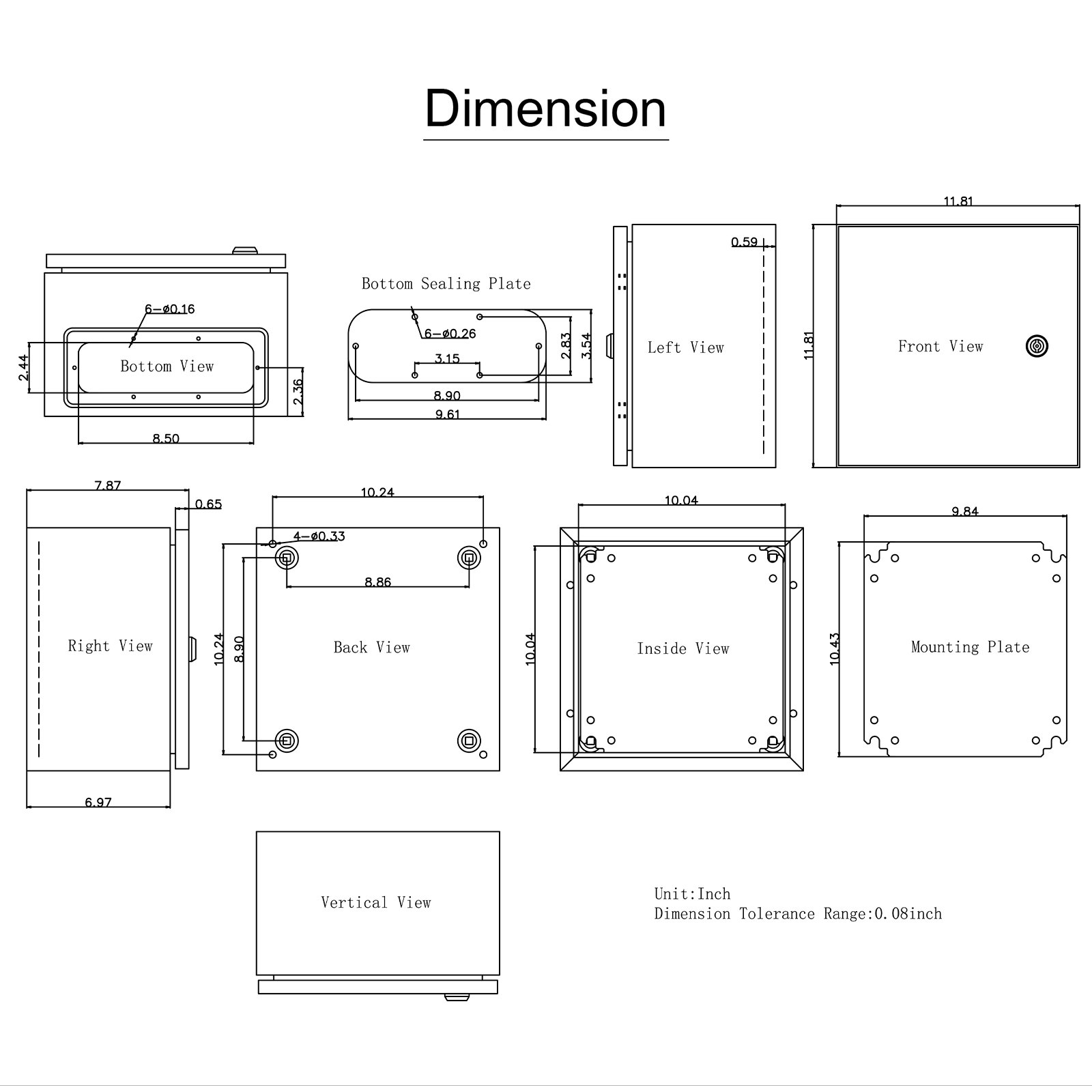 VEVOR NEMA Steel Enclosure, 12 x 12 x 8\'\' NEMA 4X Steel Electrical Box, IP66 Waterproof & Dustproof, Outdoor/Indoor Electrical Junction Box, with Mounting Plate