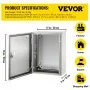 VEVOR Carbon Steel Electrical Box, 16x12x6 inches, Hinged Cover, IP66 Waterproof & Dust Resistant, Suitable for Outdoor Use, Includes Mounting Plate
