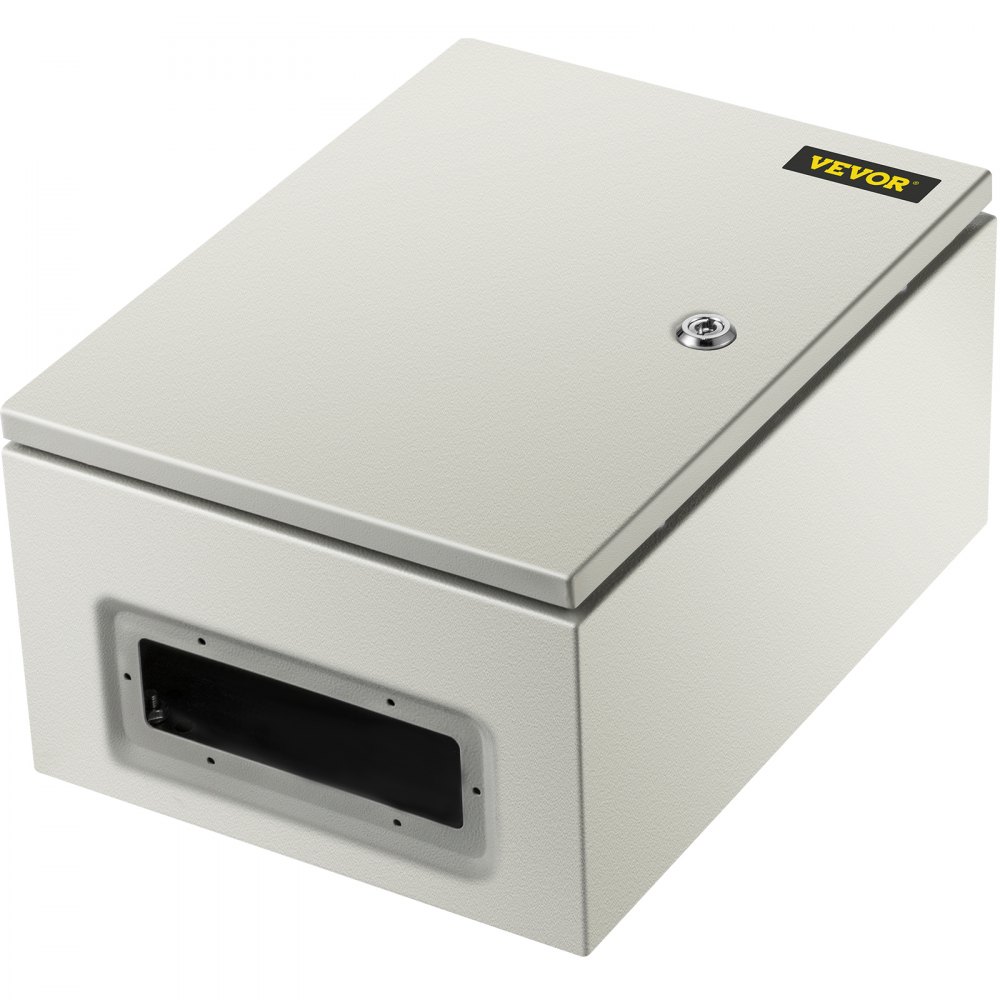 VEVOR Steel Electrical Box 40 x 30 x 20 cm Electrical Enclosure Box, Carbon Steel Hinged Junction Box, IP65 Weatherproof Metal Box Wall-Mounted Electronic Equipment Enclosure Box with Mounting Plate
