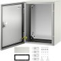 VEVOR Steel Electrical Box 16'' x 12'' x 8'' Electrical Enclosure Box, Carbon Steel Hinged Junction Box, IP65 Weatherproof Metal Box Wall-Mounted Electronic Equipment Enclosure Box with Mounting Plate