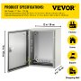 Caja de acero VEVOR NEMA, dimensiones 16 x 12 x 8 pulgadas, caja eléctrica de acero NEMA 4X, clasificación IP66 de resistencia al agua y al polvo, adecuada para uso en exteriores e interiores, incluye placa de montaje.