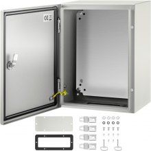 VEVOR NEMA Steel Enclosure, 16 x 12 x 8'' NEMA 4X Steel Electrical Box, IP66 Waterproof & Dustproof, Outdoor/Indoor Electrical Junction Box, with Mounting Plate