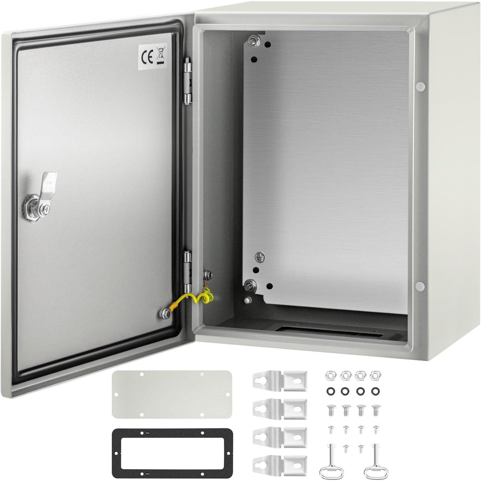 VEVOR Steel Electrical Box 40 x 30 x 20 cm Electrical Enclosure Box, Carbon Steel Hinged Junction Box, IP65 Weatherproof Metal Box Wall-Mounted Electronic Equipment Enclosure Box with Mounting Plate