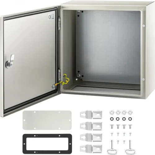 Metal Electrical Enclosure, 24''x16''x12'', Wall-Mounted Junction Box in Carbon Steel, IP65 Weatherproof, with Mounting Plate for Electronic Equipment Metal Electrical Enclosure, 24''x16''x12'', Wall-Mounted Junction Box in Carbon Steel, IP65 Weatherproof, with Mounting Plate for Electronic Equipment