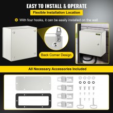 VEVOR NEMA Steel Enclosure, 16 x 16 x 8\'\' NEMA 4X Steel Electrical Box, IP66 Waterproof & Dustproof, Outdoor/Indoor Electrical Junction Box, with Mounting Plate