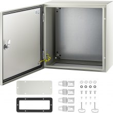 VEVOR Steel Electrical Box 16 x 16 x 8" Electrical Enclosure Box, Carbon Steel Hinged Junction Box, IP65 Weatherproof Metal Box Wall-Mounted Electronic Equipment Enclosure Box with Mounting Plate