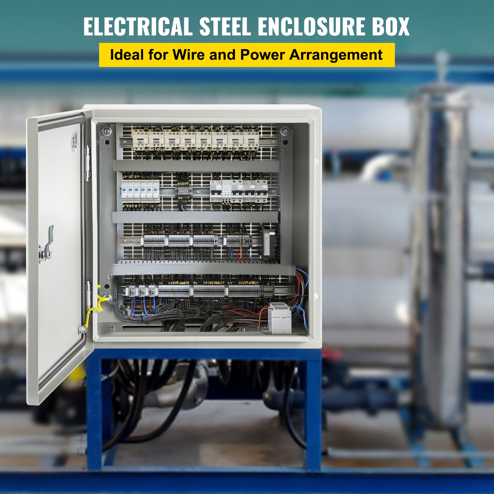 VEVOR NEMA Steel Enclosure, 40 x 40 x 20 cm NEMA 4X Steel Electrical Box, IP66 Waterproof & Dustproof, Outdoor/Indoor Electrical Junction Box, with Mounting Plate