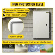 VEVOR NEMA Steel Enclosure, 20 x 12 x 10'' NEMA 4X Steel Electrical Box, IP66 Waterproof & Dustproof, Outdoor/Indoor Electrical Junction Box, with Mounting Plate