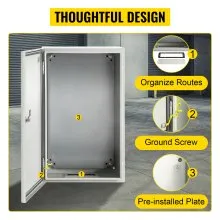 VEVOR NEMA Steel Enclosure, 20 x 12 x 10'' NEMA 4X Steel Electrical Box, IP66 Waterproof & Dustproof, Outdoor/Indoor Electrical Junction Box, with Mounting Plate