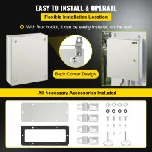 VEVOR NEMA Steel Enclosure, 20 x 16 x 6\'\' NEMA 4X Steel Electrical Box, IP66 Waterproof & Dustproof, Outdoor/Indoor Electrical Junction Box, with Mounting Plate