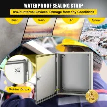 VEVOR NEMA Steel Enclosure, 20 x 16 x 6'' NEMA 4X Steel Electrical Box, IP66 Waterproof & Dustproof, Outdoor/Indoor Electrical Junction Box, with Mounting Plate
