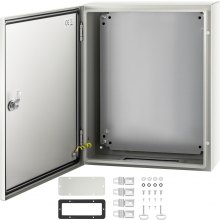 VEVOR NEMA Steel Case, 20x16x6'' NEMA 4X Metal Electric Enclosure, IP66 Water & Dust Resistant, Suitable for Both Outdoor/Indoor Use, Includes Mounting Plate