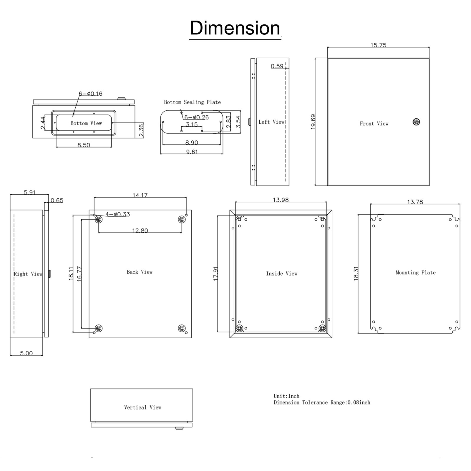 VEVOR NEMA Steel Case, 20x16x6'' NEMA 4X Metal Electric Enclosure, IP66 Water & Dust Resistant, Suitable for Both Outdoor/Indoor Use, Includes Mounting Plate