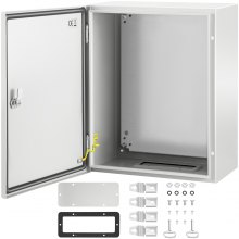 VEVOR Steel Electrical Box 20'' x 16'' x 10'' Electrical Enclosure Box, Carbon Steel Hinged Junction Box IP65 Weatherproof Metal Box Wall-Mounted Electronic Equipment Enclosure Box with Mounting Plate