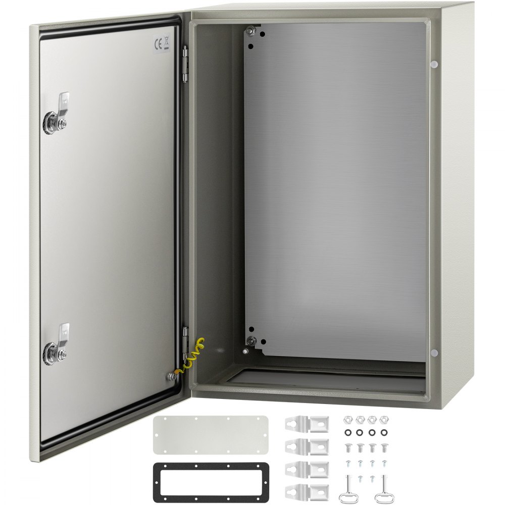 Caja de acero VEVOR NEMA, caja eléctrica de acero NEMA 4X de 24 x 16 x 10'', IP66 impermeable y a prueba de polvo, caja de conexiones eléctricas para exterior/interior, con placa de montaje