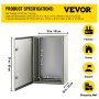 VEVOR NEMA Steel Enclosure, 24 x 16 x 10\'\' NEMA 4X Steel Electrical Box, IP66 Waterproof & Dustproof, Outdoor/Indoor Electrical Junction Box, with Mounting Plate