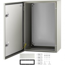 VEVOR NEMA Steel Enclosure, 24 x 16 x 10\'\' NEMA 4X Steel Electrical Box, IP66 Waterproof & Dustproof, Outdoor/Indoor Electrical Junction Box, with Mounting Plate