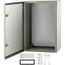 VEVOR NEMA Steel Enclosure, 24 x 16 x 10\'\' NEMA 4X Steel Electrical Box, IP66 Waterproof & Dustproof, Outdoor/Indoor Electrical Junction Box, with Mounting Plate