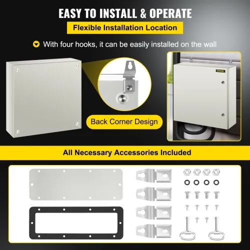 VEVOR 12x12x6'' Carbon Steel Electrical Enclosure IP65 Wall Mount Junction Box E - Foto 5