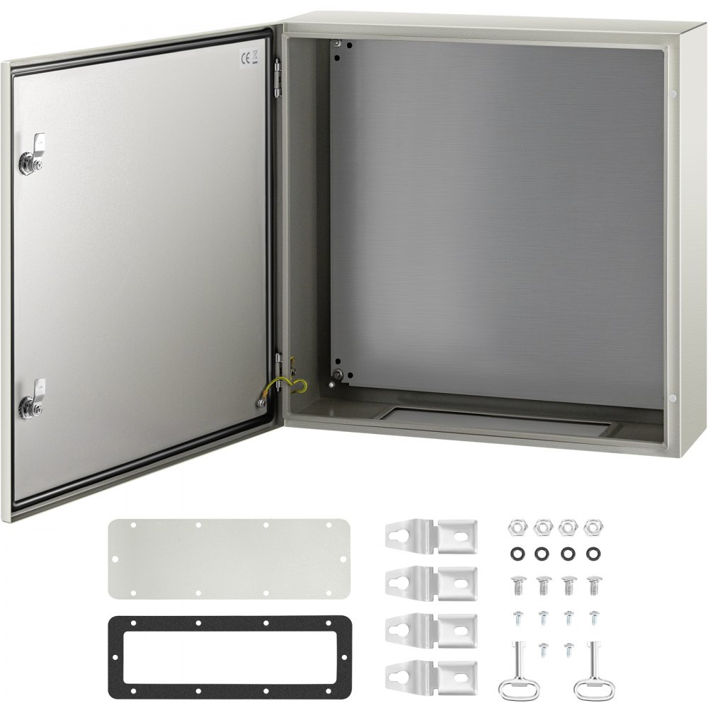 VEVOR NEMA ocelová skříň, 24 x 24 x 8'' NEMA 4X ocelová elektrická skříň, IP66 vodotěsná a prachotěsná, venkovní/vnitřní elektrická rozvodná skříň, s montážní deskou