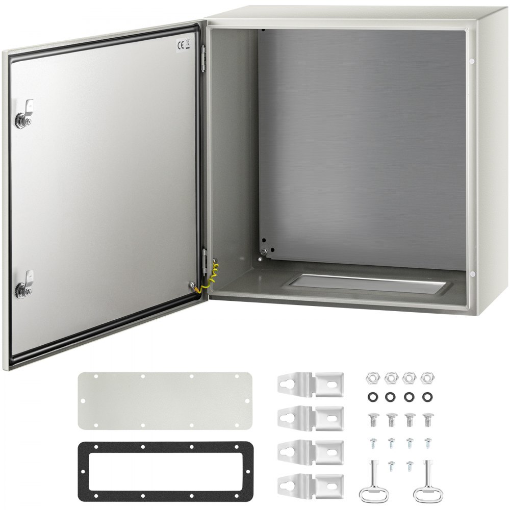 Caja de acero VEVOR NEMA, caja eléctrica de acero NEMA 4X de 24 x 24 x 12 pulgadas, IP66 impermeable y a prueba de polvo, caja de conexiones eléctricas para exteriores/interiores, con placa de montaje