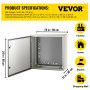 VEVOR NEMA Metal Case, 24x24x12'' NEMA 4X Metal Electric Enclosure, IP66 Water & Dust Resistant, Suitable for Both Outdoor & Indoor Use, Includes Mounting Plate