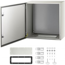 VEVOR Steel Electrical Box 24'' x 24'' x 12'' Electrical Enclosure, Carbon Steel Hinged Junction Box, IP65 Weatherproof Metal Box Wall-Mounted Electronic Equipment Enclosure Box with Mounting Plate
