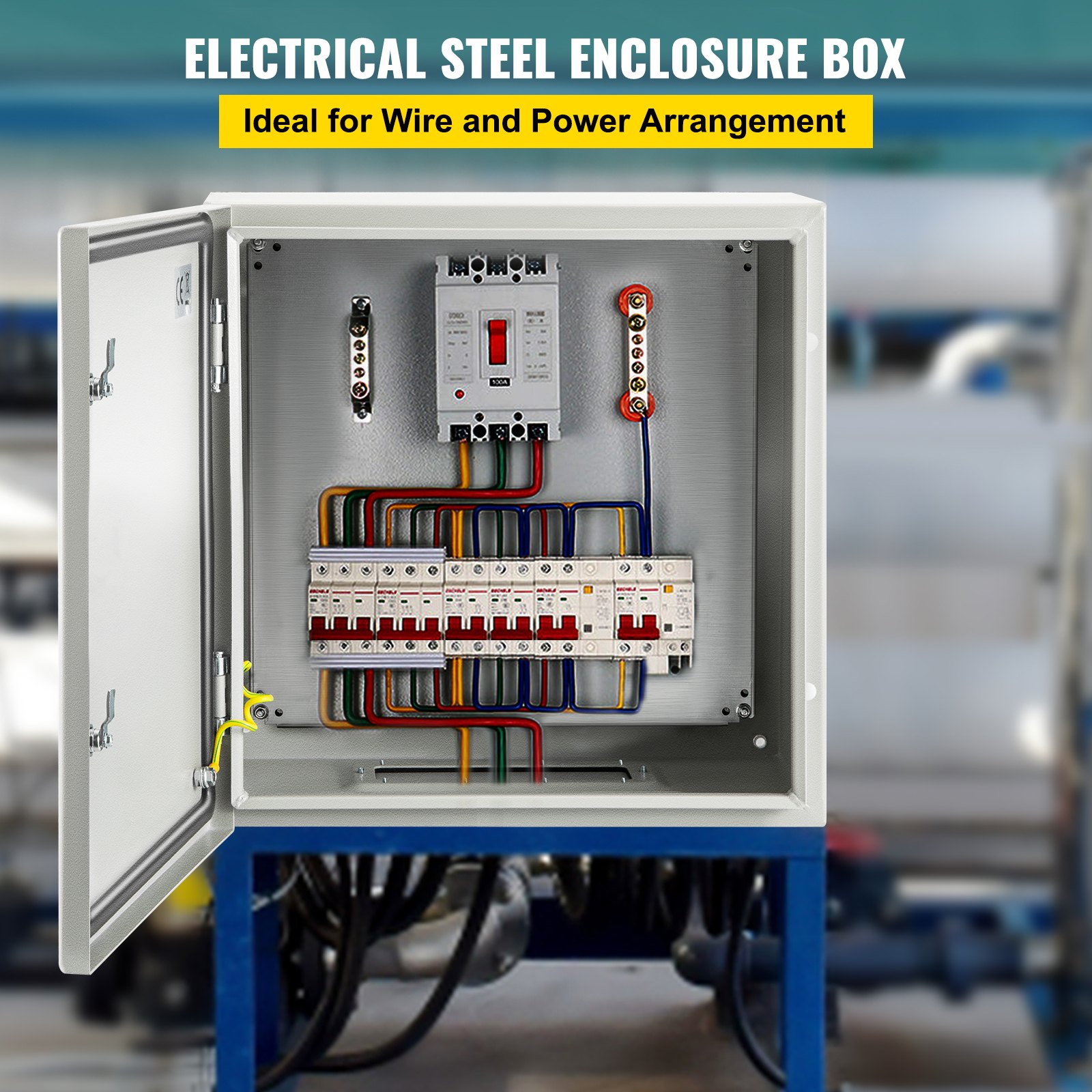 VEVOR NEMA Metal Case, 24x24x12'' NEMA 4X Metal Electric Enclosure, IP66 Water & Dust Resistant, Suitable for Both Outdoor & Indoor Use, Includes Mounting Plate