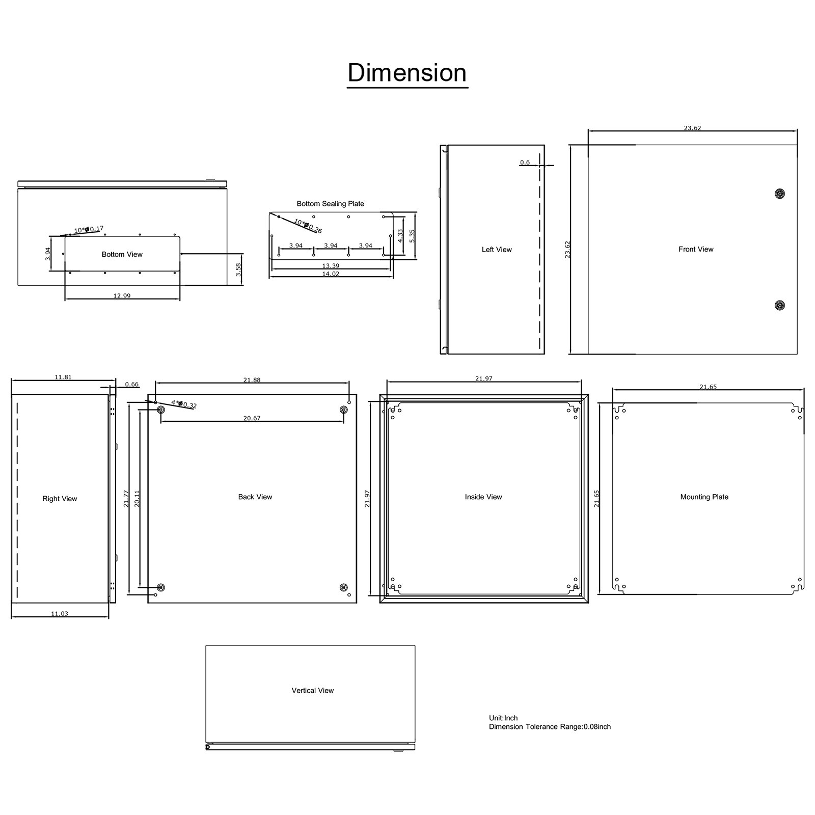 VEVOR NEMA Metal Case, 24x24x12'' NEMA 4X Metal Electric Enclosure, IP66 Water & Dust Resistant, Suitable for Both Outdoor & Indoor Use, Includes Mounting Plate