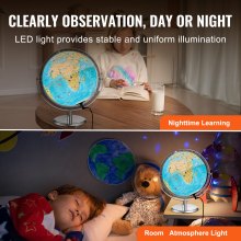 VEVOR Educational Globe for Kids, 254 mm, Interactive AR World Globe with AR Golden Globe APP LED Night Lighting 720° Rotation, STEM Toy Gifts for Kids Compatible with Android or iOS Devices