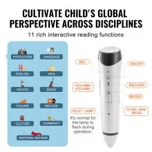 VEVOR Globo terráqueo Parlante, 9 in/228,6 mm, Globo Interactivo para Enseñanza de Aprendizaje Temprano de Niños, Globo Educativo con Bolígrafo Parlante Inteligente Luz Nocturna LED Interfaz USB, Regalos para Niños y Niñas