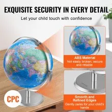 VEVOR Globo terráqueo Parlante, 9 in/228,6 mm, Globo Interactivo para Enseñanza de Aprendizaje Temprano de Niños, Globo Educativo con Bolígrafo Parlante Inteligente Luz Nocturna LED Interfaz USB, Regalos para Niños y Niñas