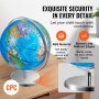 VEVOR Rotating World Globe with Stand, 13 in/330.2 mm, Educational Geographic Globe with Precise Time Zone ABS Material, 720° Spinning Globe for Kids Children Learning Classroom Geography Education