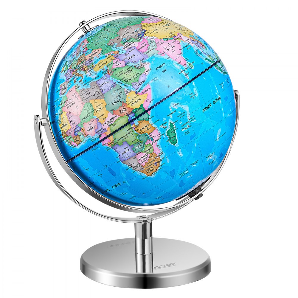 VEVOR Illuminated World Globe med stativ 13in/330,2mm Pedagogisk 720° spinning