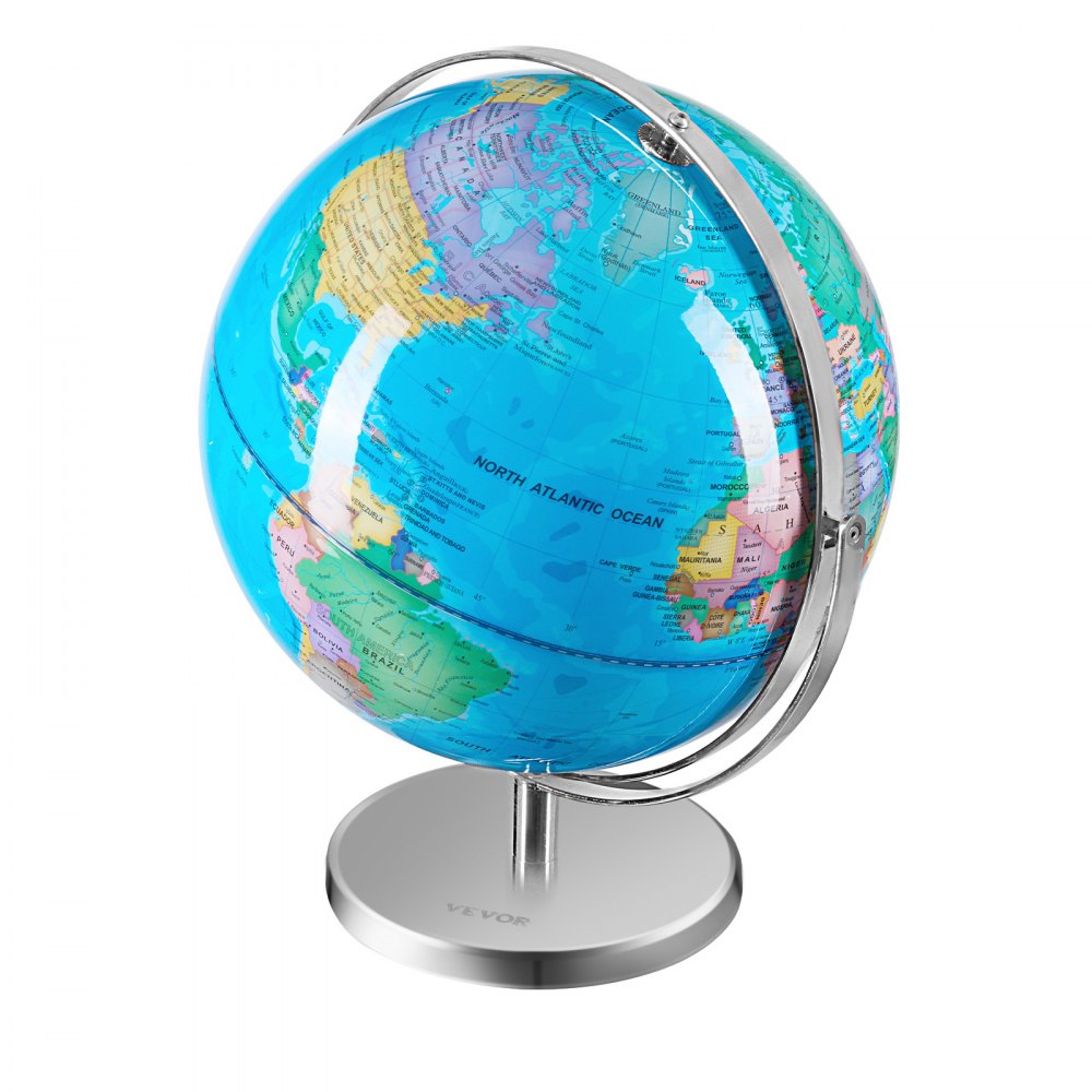 VEVOR Illuminated World Globe with Stand, 13 in/330.2 mm, Educational Earth Globe with Stable Heavy Metal Base and LED Constellation Night Light HD Printed Map, Spinning for Kids Classroom Learning (Map Language: English)