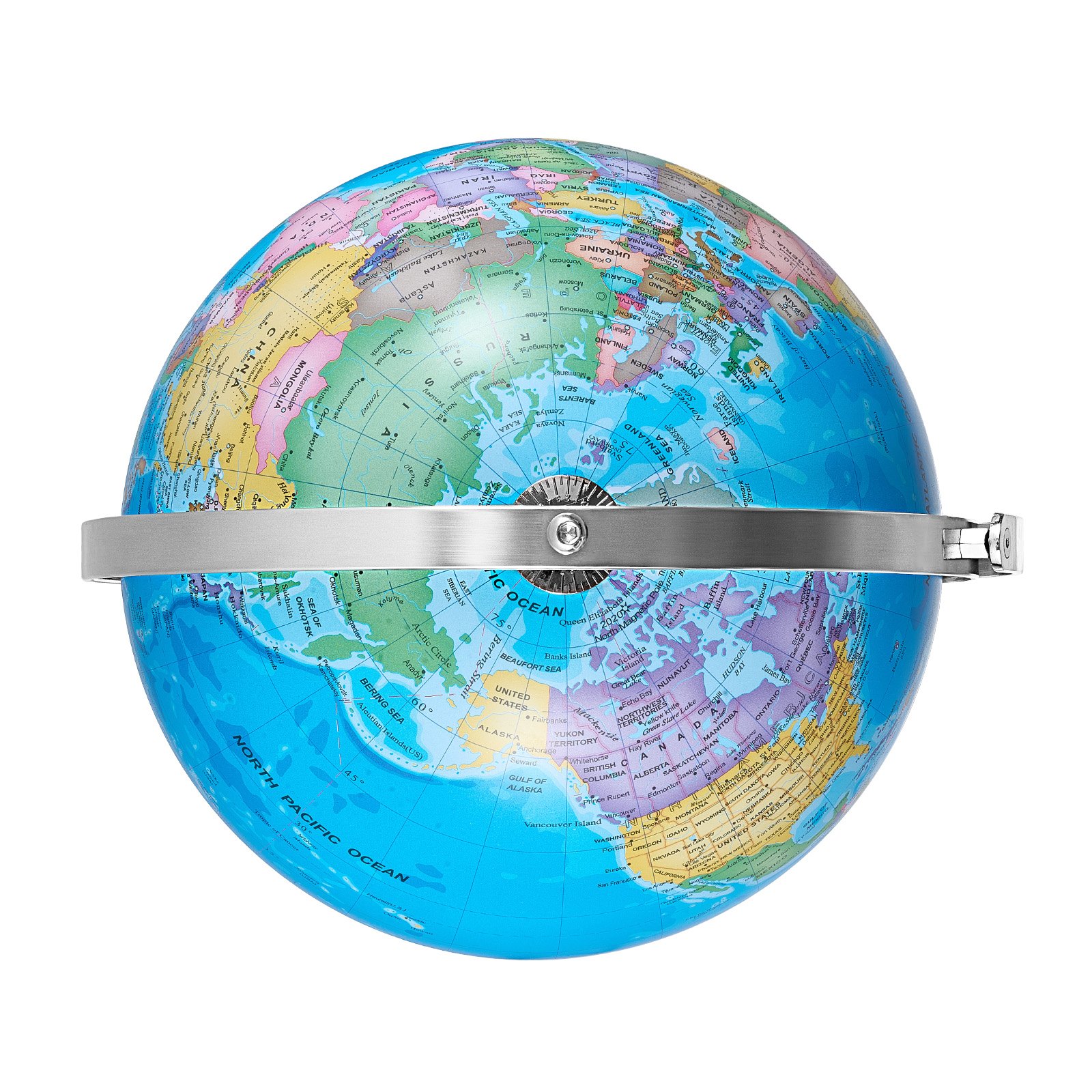 VEVOR Illuminated World Globe with Stand, 9 in/228.6 mm, Educational Earth Globe with Stable Heavy Metal Base and LED Constellation Night Light HD Printed Map, Spinning for Kids Classroom Learning (Map Language: English)