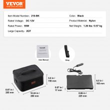 VEVOR Portable Oven, 12V Car Food Warmer, 2QT 55W Portable Mini Personal Microwave, Electric Heated Lunch Box for Camping, Travel, Compatible with Glass, Ceramic, Foil Containers (Black)