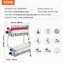 VEVOR 10-Branch Radiant Heat Manifold, 1/2" PEX Tubing Manifold, Stainless Steel PEX Manifold for Hydronic Radiant Floor Heating, Radiant Heat PEX Manifold Kit with 1/2" Adapters Included