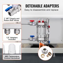 VEVOR 2-Branch Radiant Heat Manifold 1/2" PEX Tubing Floor Heating Manifold Set