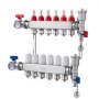 VEVOR 6-Branch Radiant Heat Manifold, 1/2" PEX Tubing Manifold, Stainless Steel PEX Manifold for Hydronic Radiant Floor Heating, Radiant Heat PEX Manifold Kit with 1/2" Adapters Included