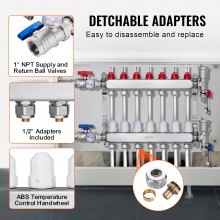 VEVOR 7-Branch Radiant Heat Manifold 1/2" PEX Tubing Floor Heating Manifold Set