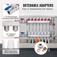 VEVOR 7-Branch Radiant Heat Manifold 1/2" PEX Tubing Floor Heating Manifold Set