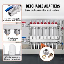 VEVOR 8-Branch Radiant Heat Manifold 1/2" PEX Tubing Floor Heating Manifold Set