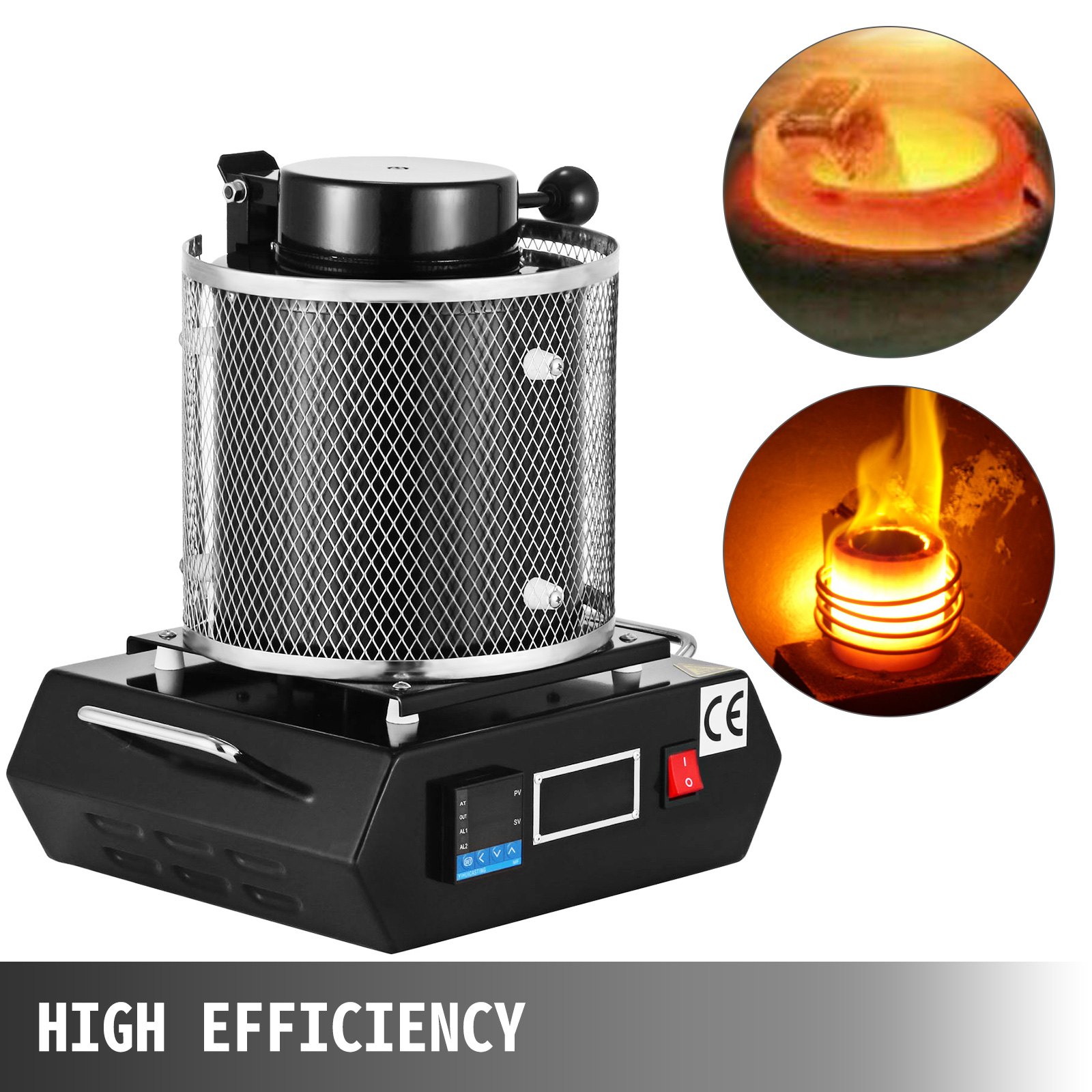 VEVOR Gold Melting Furnace, 1350W, 1150℃ Max Temperature, Digital Electric Melting Furnace Machine, with 1 kg Ceramic Crucible, for Casting Refining Precious Metals, Melts Gold, Silver, Aluminum