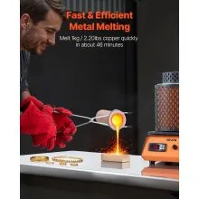 VEVOR Electric Melting Furnace, 1350W Electric Metal Smelter Foundry, 2102℉/1150℃ Metal Smelting Machine with 3kg Ceramic Crucible, Gold Smelting Kit for Jewelry Making, Metal Bars, Metal Components
